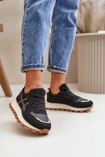 À modalo de tênis tênis Feminino com atacadores com uma plataforma cor preta Mialunae