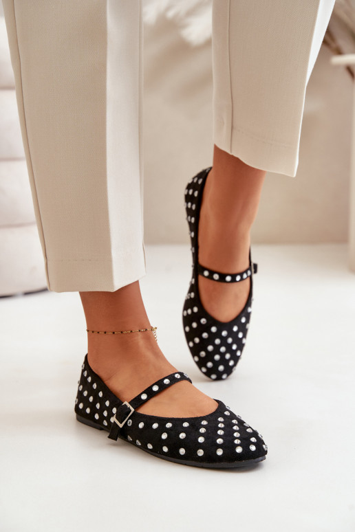 Decorado Bailarinas com alças de camurça ecológicaoParae cor preta Tirilissa Decorado Bailarinas com alças de camurça ecológicaoParae cor preta Tirilissa