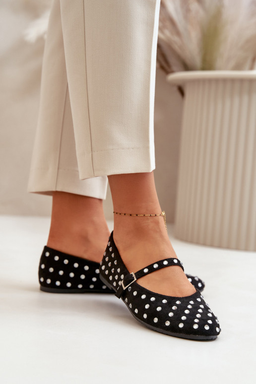 Decorado Bailarinas com alças de camurça ecológicaoParae cor preta Tirilissa Decorado Bailarinas com alças de camurça ecológicaoParae cor preta Tirilissa