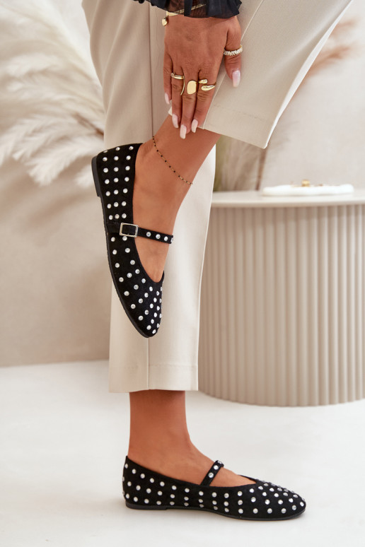 Decorado Bailarinas com alças de camurça ecológicaoParae cor preta Tirilissa Decorado Bailarinas com alças de camurça ecológicaoParae cor preta Tirilissa