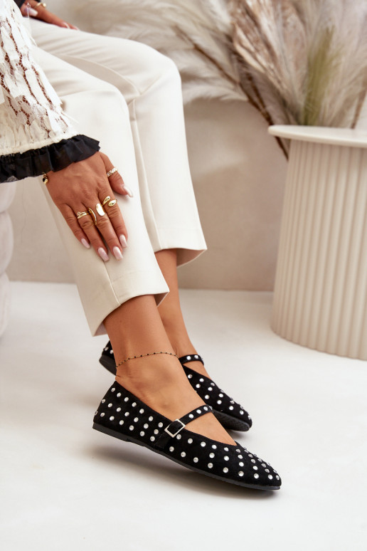 Decorado Bailarinas com alças de camurça ecológicaoParae cor preta Tirilissa Decorado Bailarinas com alças de camurça ecológicaoParae cor preta Tirilissa