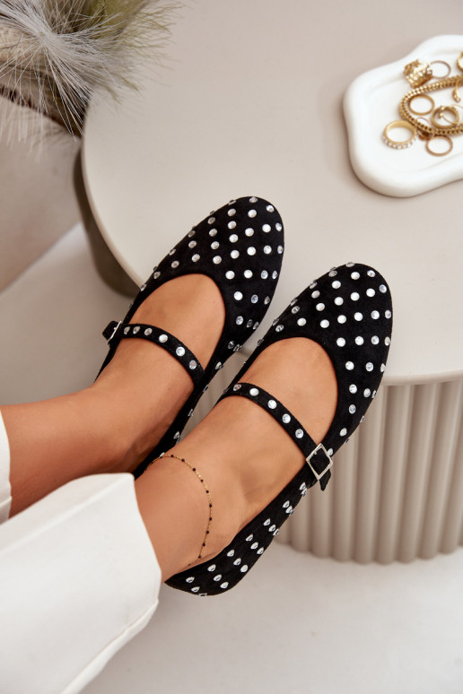 Decorado Bailarinas com alças de camurça ecológicaoParae cor preta Tirilissa Decorado Bailarinas com alças de camurça ecológicaoParae cor preta Tirilissa