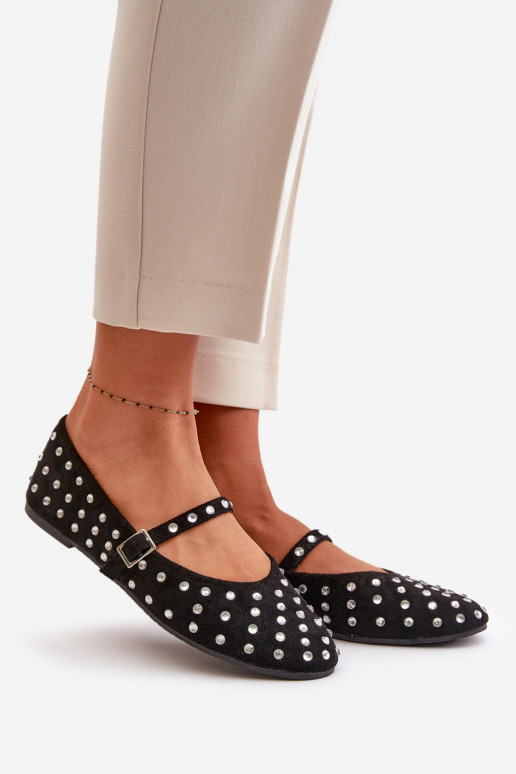 Decorado Bailarinas com alças de camurça ecológicaoParae cor preta Tirilissa Decorado Bailarinas com alças de camurça ecológicaoParae cor preta Tirilissa