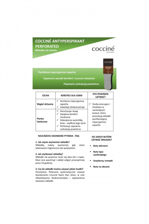 Palmilhas Coccine com carvão ativado