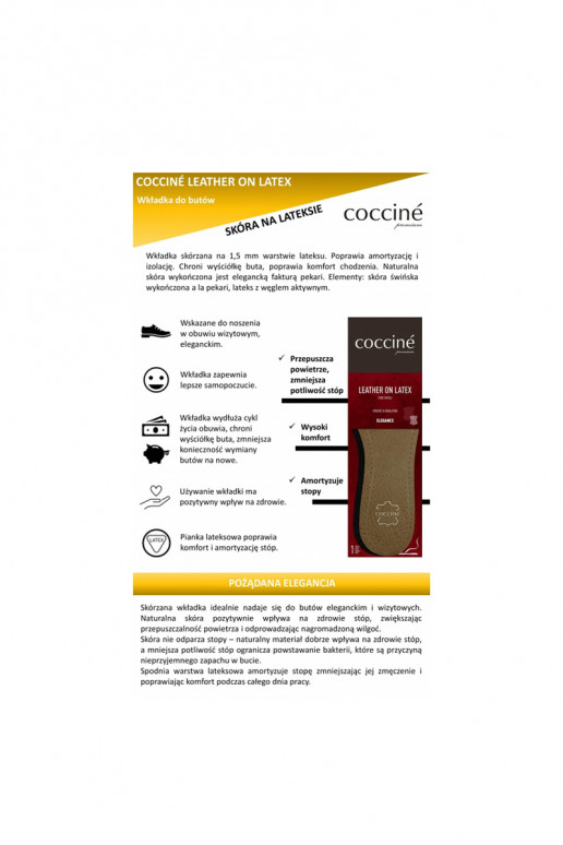 Couro Coccine em palmilhas de espuma de látex