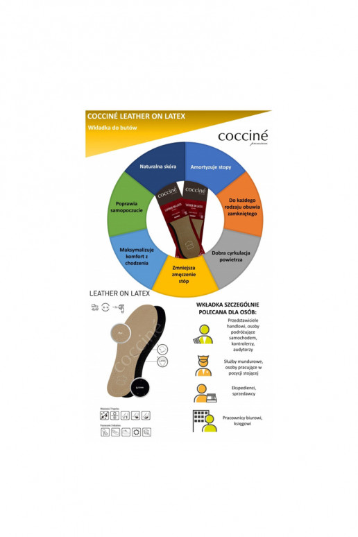 Couro Coccine em palmilhas de espuma de látex Couro Coccine em palmilhas de espuma de látex