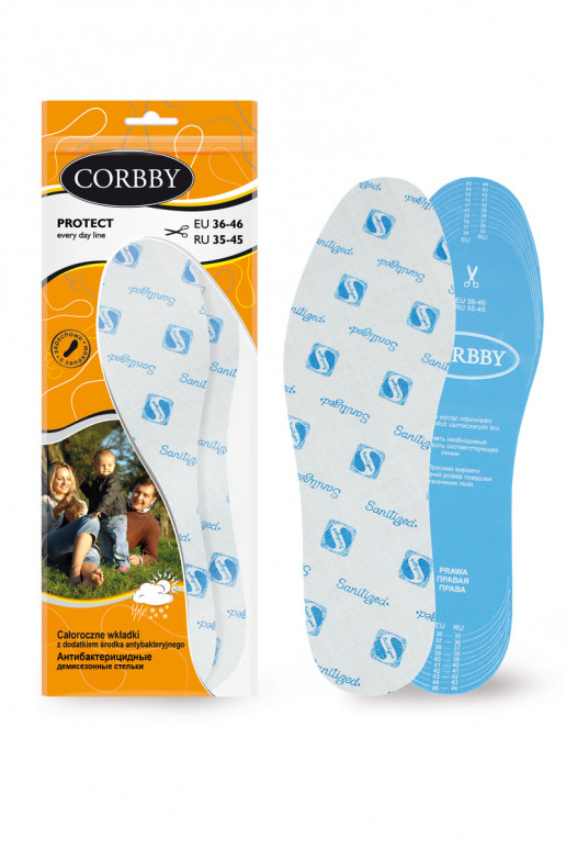 Palmilhas Corbby PROTECT com agente antibacteriano