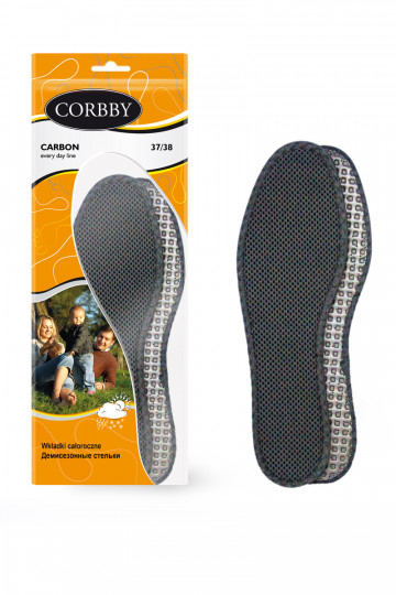 Palmilhas Corbby CARBON com tecido intermediário e carbono ativo