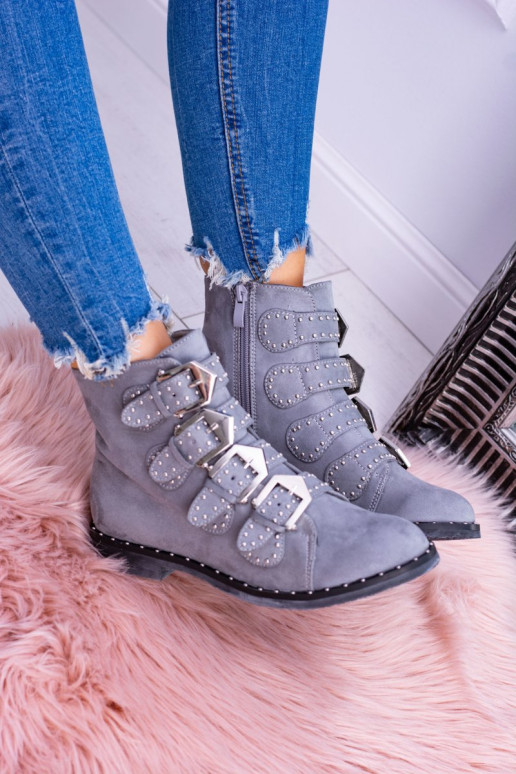 Botas Lu Boo Grey Virginia Rock Star com tachas Zamsz Botas Lu Boo Grey Virginia Rock Star com tachas Zamsz