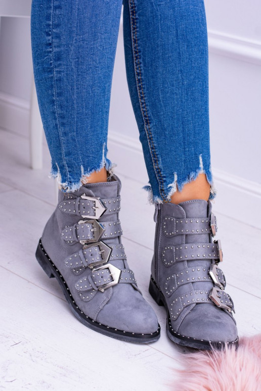Botas Lu Boo Grey Virginia Rock Star com tachas Zamsz Botas Lu Boo Grey Virginia Rock Star com tachas Zamsz