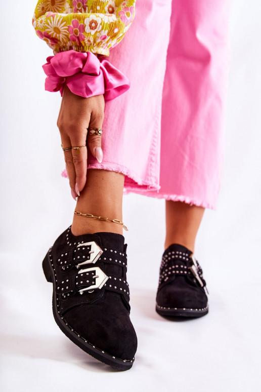 sapatos com fivelas Lu Boo preto