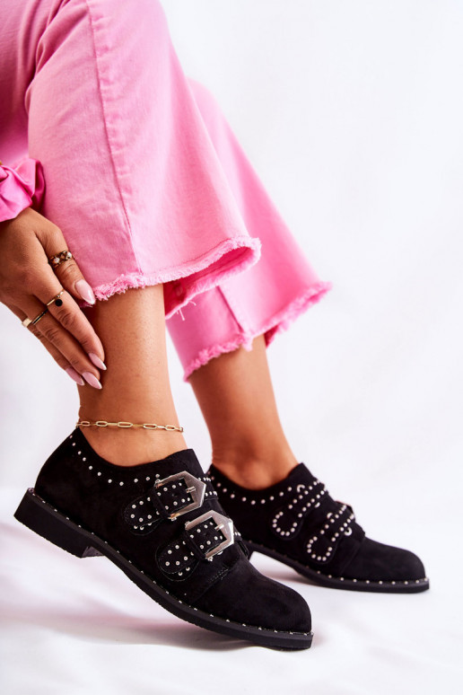 sapatos com fivelas Lu Boo preto