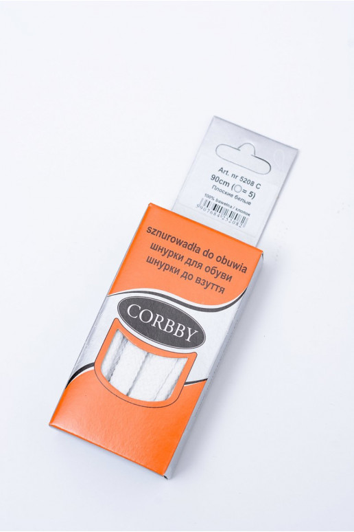 Cadarços planos brancos Corbby