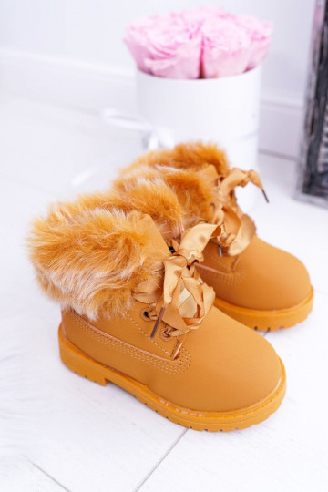Botas infantis botas marrons com pele Tesoro 2