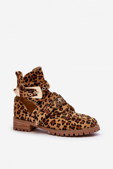 Lu Boo Botas de camurça com estampa de leopardo Rock Girl