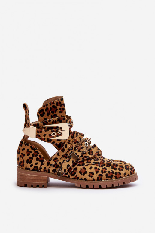 Lu Boo Botas de camurça com estampa de leopardo Rock Girl