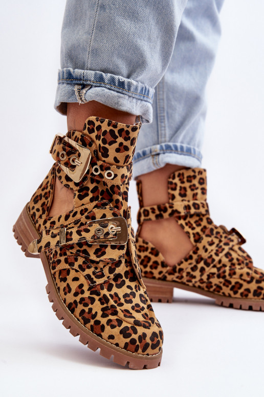 Lu Boo Botas de camurça com estampa de leopardo Rock Girl