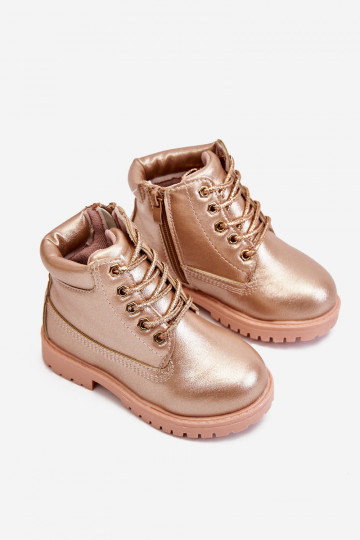 Botas infantis com cordões aquecidas em ouro rosa Dexter 2