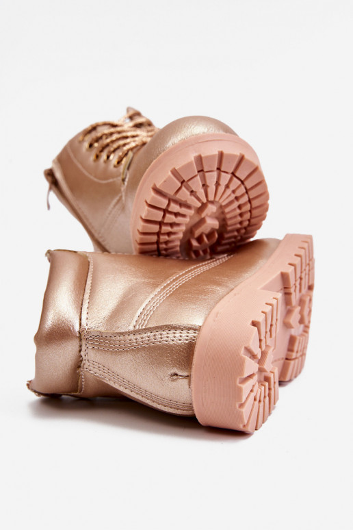 Botas infantis com cordões aquecidas em ouro rosa Dexter Botas infantis com cordões aquecidas em ouro rosa Dexter