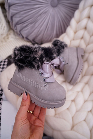Botas infantis com pele cinza Tesoro