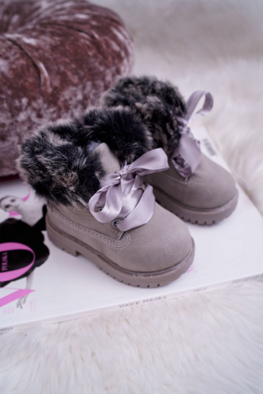Botas infantis com pele cinza Tesoro