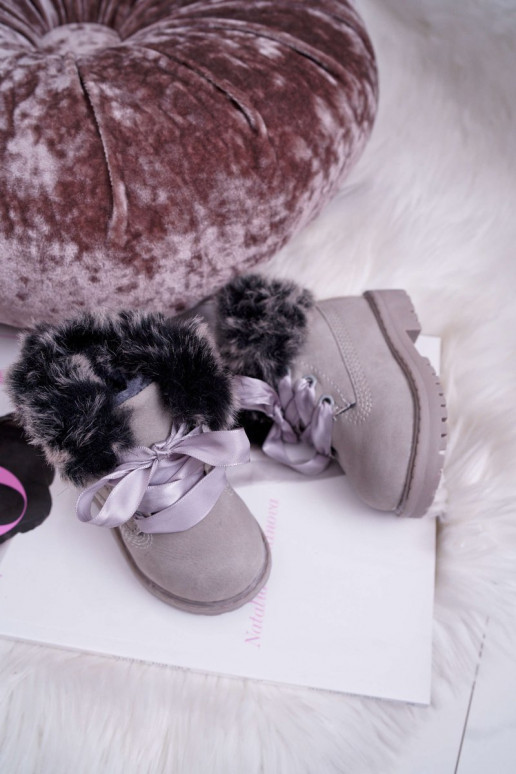 Botas infantis com pele cinza Tesoro