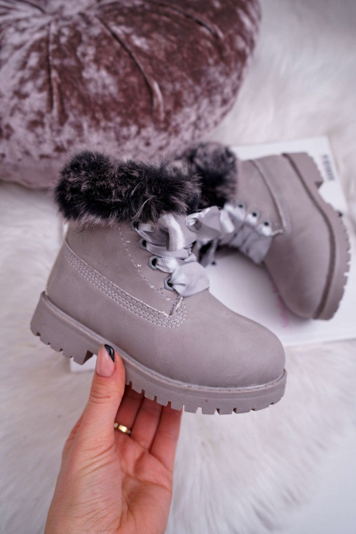 Botas infantis com pele cinza Tesoro