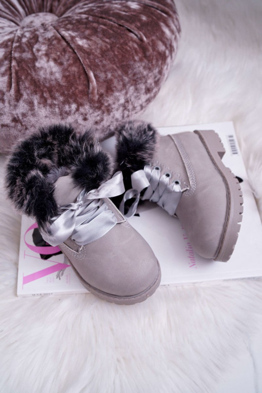 Botas infantis com pele cinza Tesoro