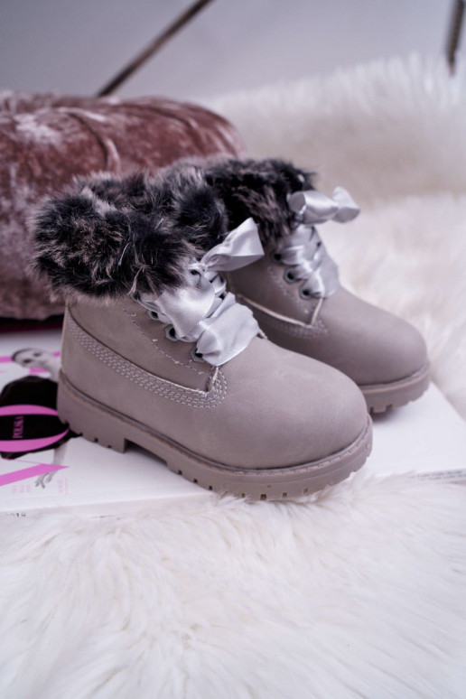 Botas infantis com pele cinza Tesoro