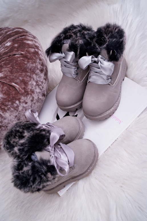 Botas infantis com pele cinza Tesoro