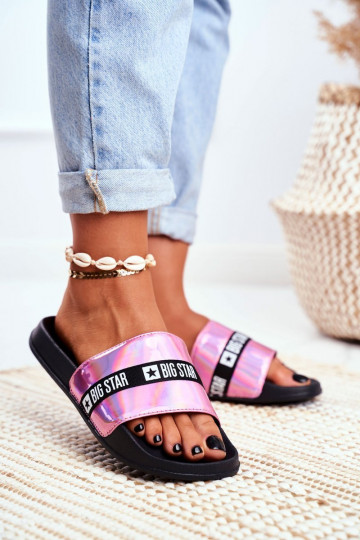 Chinelos femininos Big Star rosa Holo GG274A008