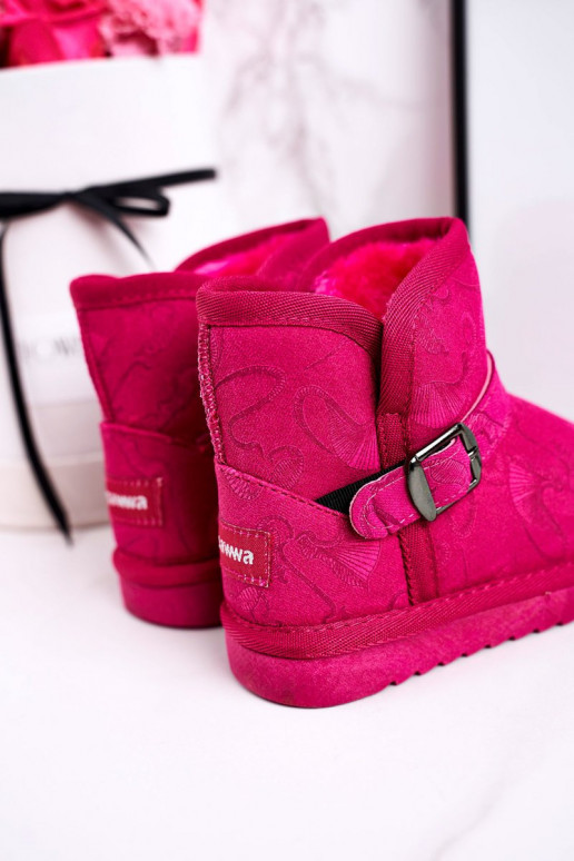 Botas infantis de neve com pelo rosa Kawai Botas infantis de neve com pelo rosa Kawai