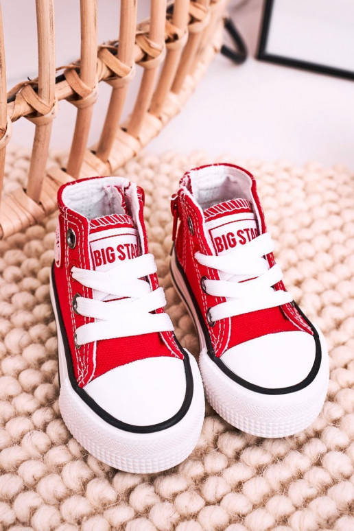 Calçado infantil de lazer com sola com zíper BIG STAR HH374190 vermelho