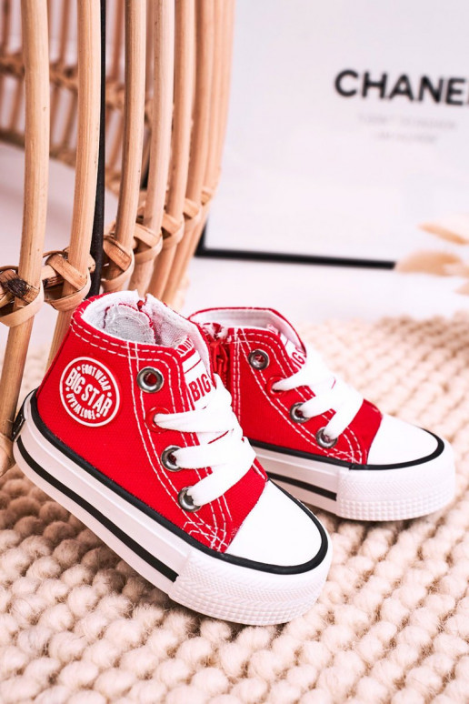 Calçado infantil de lazer com sola com zíper BIG STAR HH374190 vermelho