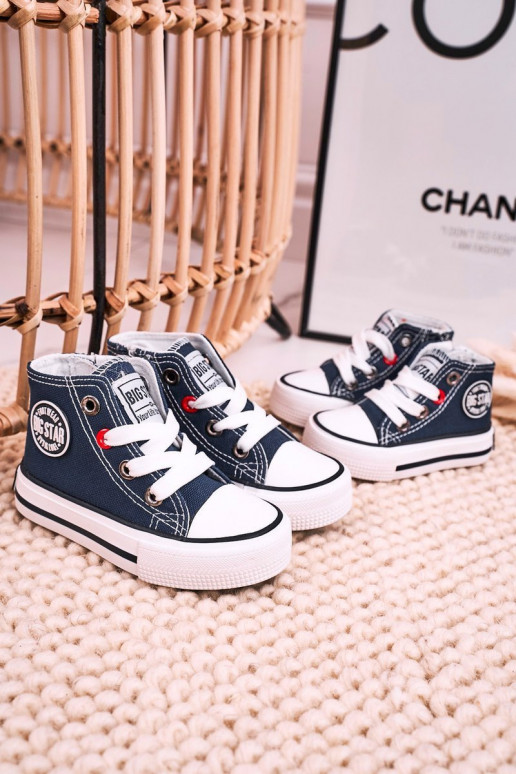 Calçado infantil de lazer com sola com zíper BIG STAR HH374189 azul escuro Calçado infantil de lazer com sola com zíper BIG STAR HH374189 azul escuro