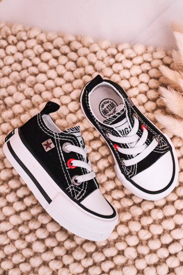 Tênis modelo clássico infantil com sola plana BIG STAR HH374194 cor preta