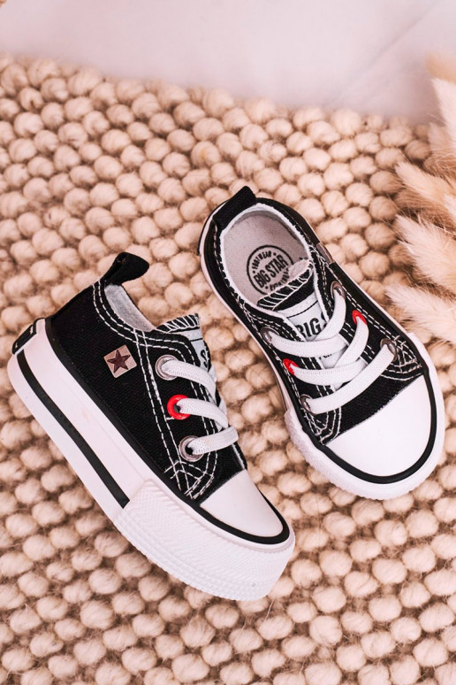 Tênis modelo clássico infantil com sola plana BIG STAR HH374194 cor preta