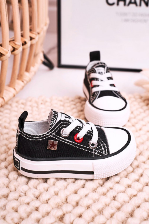 Tênis modelo clássico infantil com sola plana BIG STAR HH374194 cor preta Tênis modelo clássico infantil com sola plana BIG STAR HH374194 cor preta