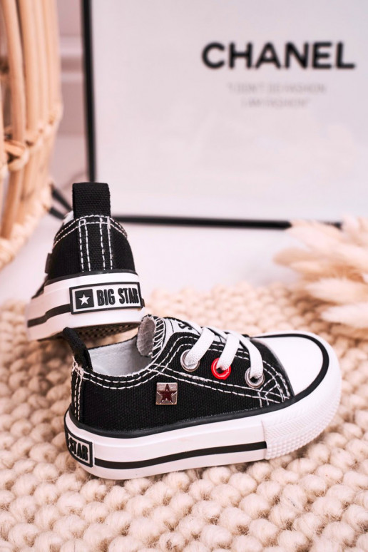Tênis modelo clássico infantil com sola plana BIG STAR HH374194 cor preta