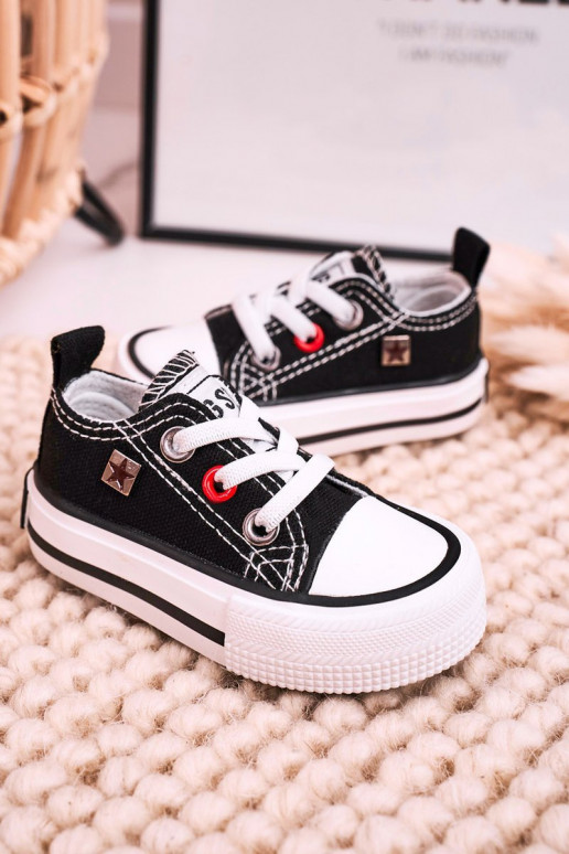 Tênis modelo clássico infantil com sola plana BIG STAR HH374194 cor preta