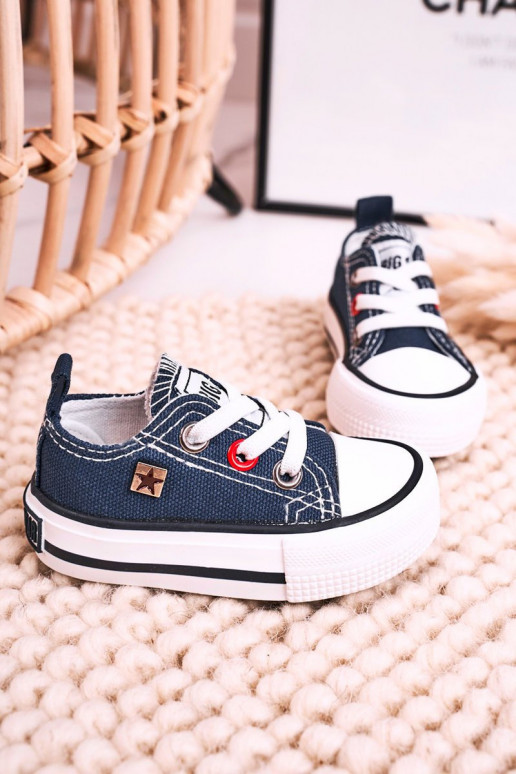 Tênis modelo clássico infantil com sola plana BIG STAR HH374195 azul escuro