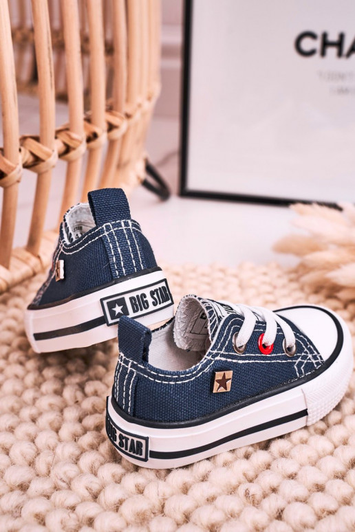 Tênis modelo clássico infantil com sola plana BIG STAR HH374195 azul escuro