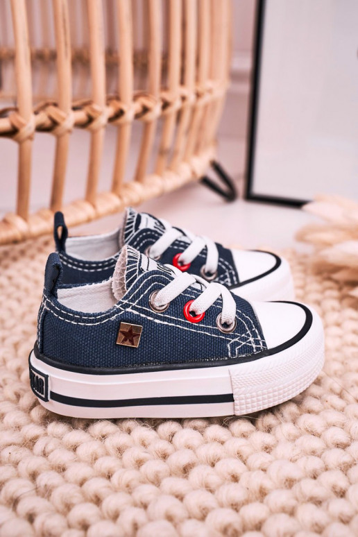 Tênis modelo clássico infantil com sola plana BIG STAR HH374195 azul escuro