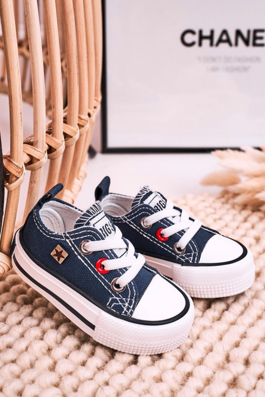 Tênis modelo clássico infantil com sola plana BIG STAR HH374195 azul escuro