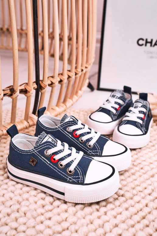 Tênis modelo clássico infantil com sola plana BIG STAR HH374195 azul escuro