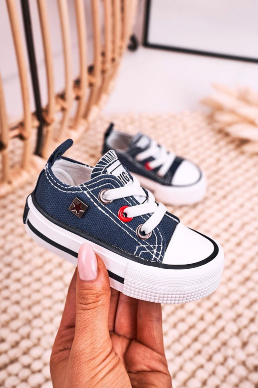 Tênis modelo clássico infantil com sola plana BIG STAR HH374195 azul escuro
