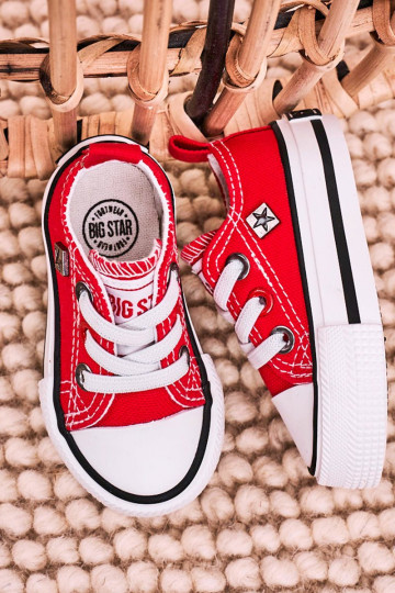 Tênis modelo clássico infantil com sola plana BIG STAR HH374196 vermelho