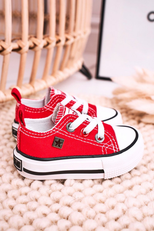Tênis modelo clássico infantil com sola plana BIG STAR HH374196 vermelho