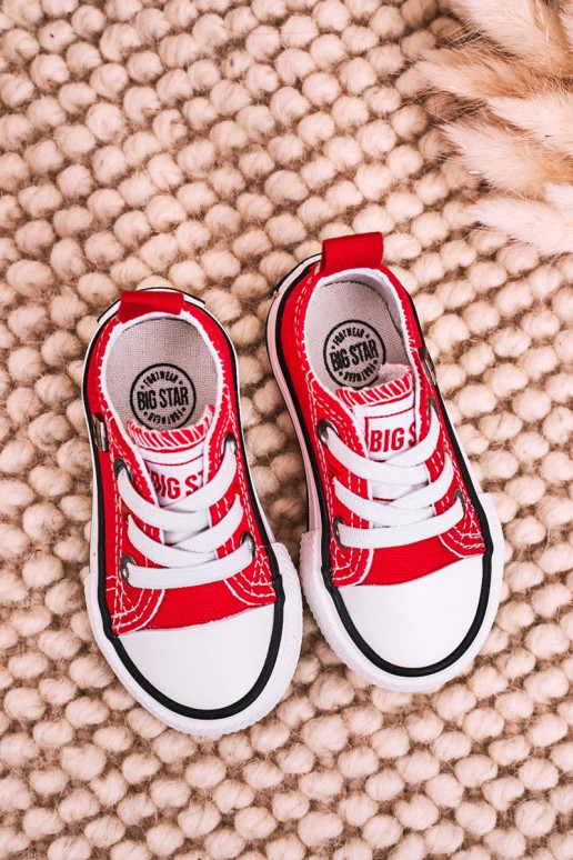 Tênis modelo clássico infantil com sola plana BIG STAR HH374196 vermelho