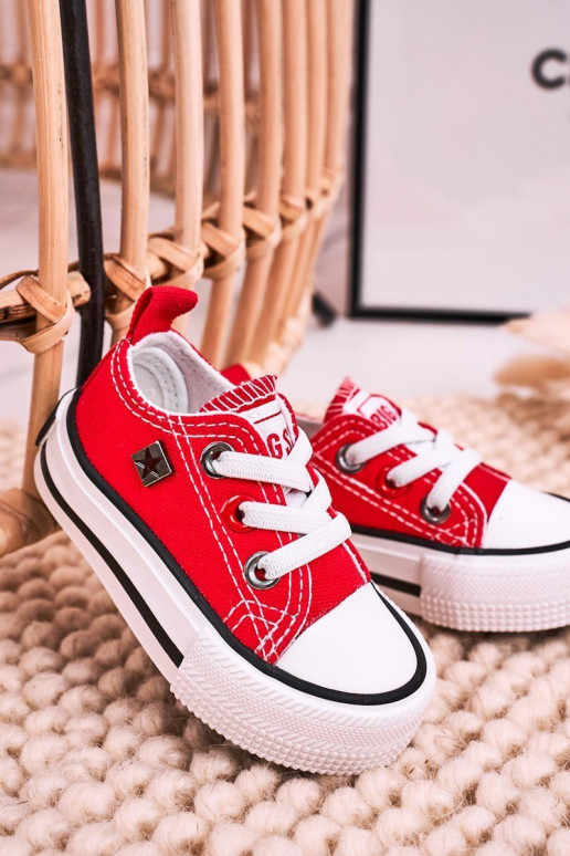 Tênis modelo clássico infantil com sola plana BIG STAR HH374196 vermelho